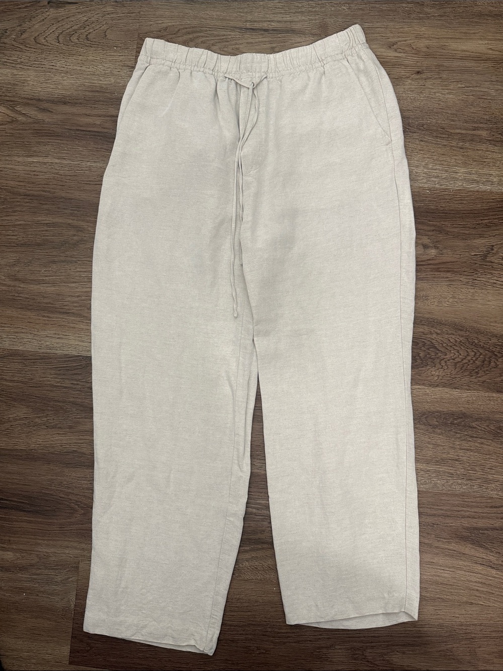 H&M Women's Light Beige Drawstring linen blend pants